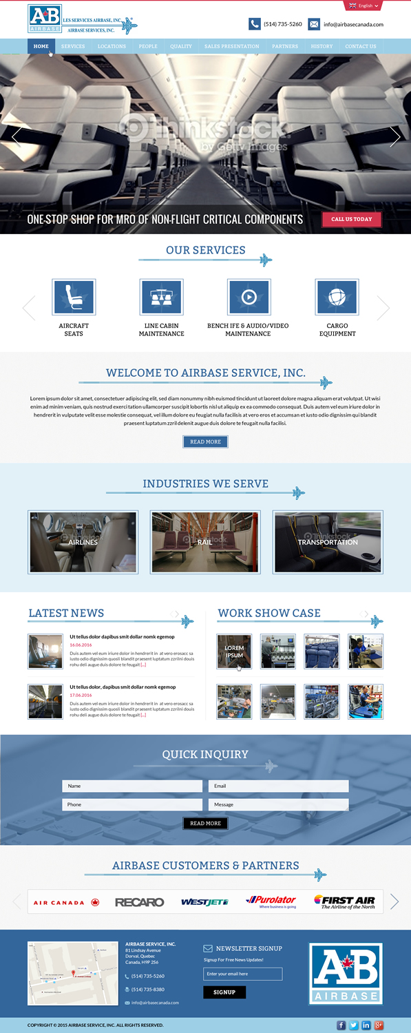 Web Design by Sbss for AIRBASE SERVICES INC - CANADA | Design #11234766