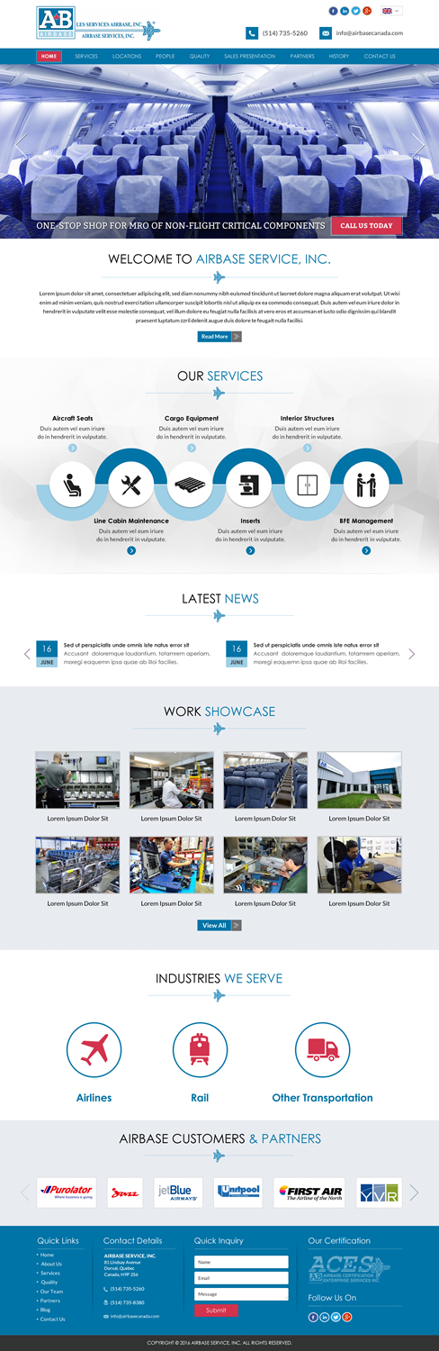 Web Design by Sbss for AIRBASE SERVICES INC - CANADA | Design #11241824