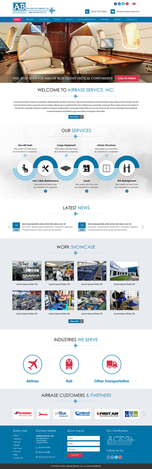 Web Design by Sbss for AIRBASE SERVICES INC - CANADA | Design #11241825