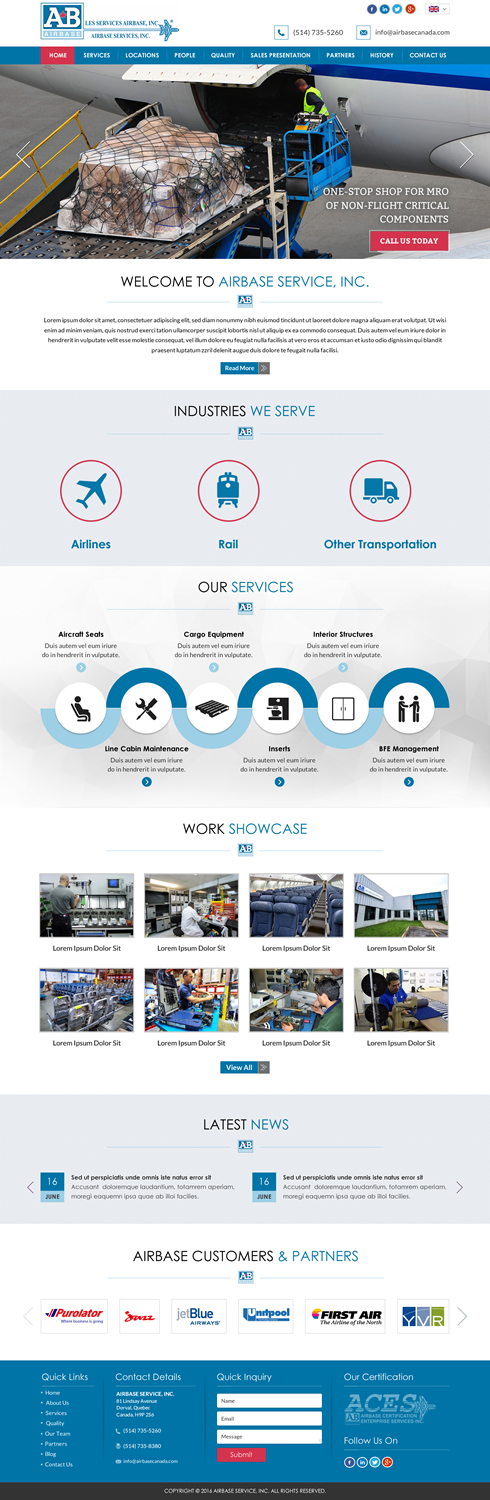 Web Design by Sbss for AIRBASE SERVICES INC - CANADA | Design #11242305