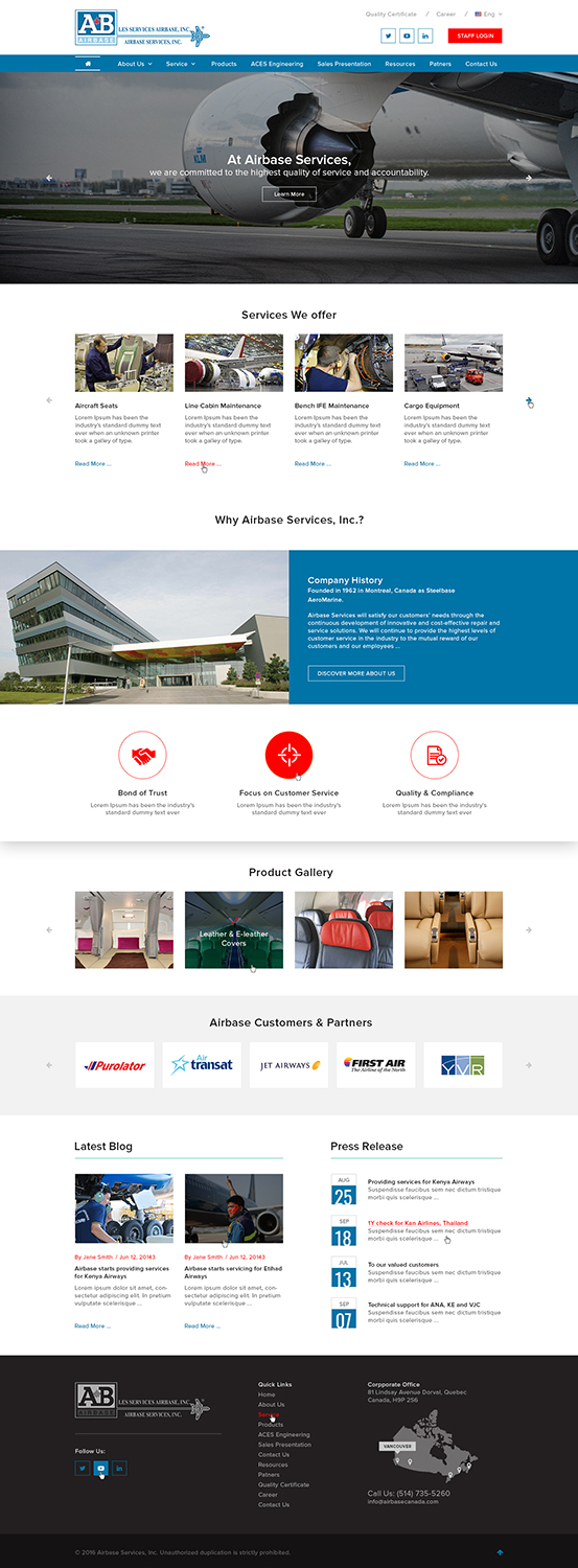 Web Design by Ved Web Services for AIRBASE SERVICES INC - CANADA | Design #11239382