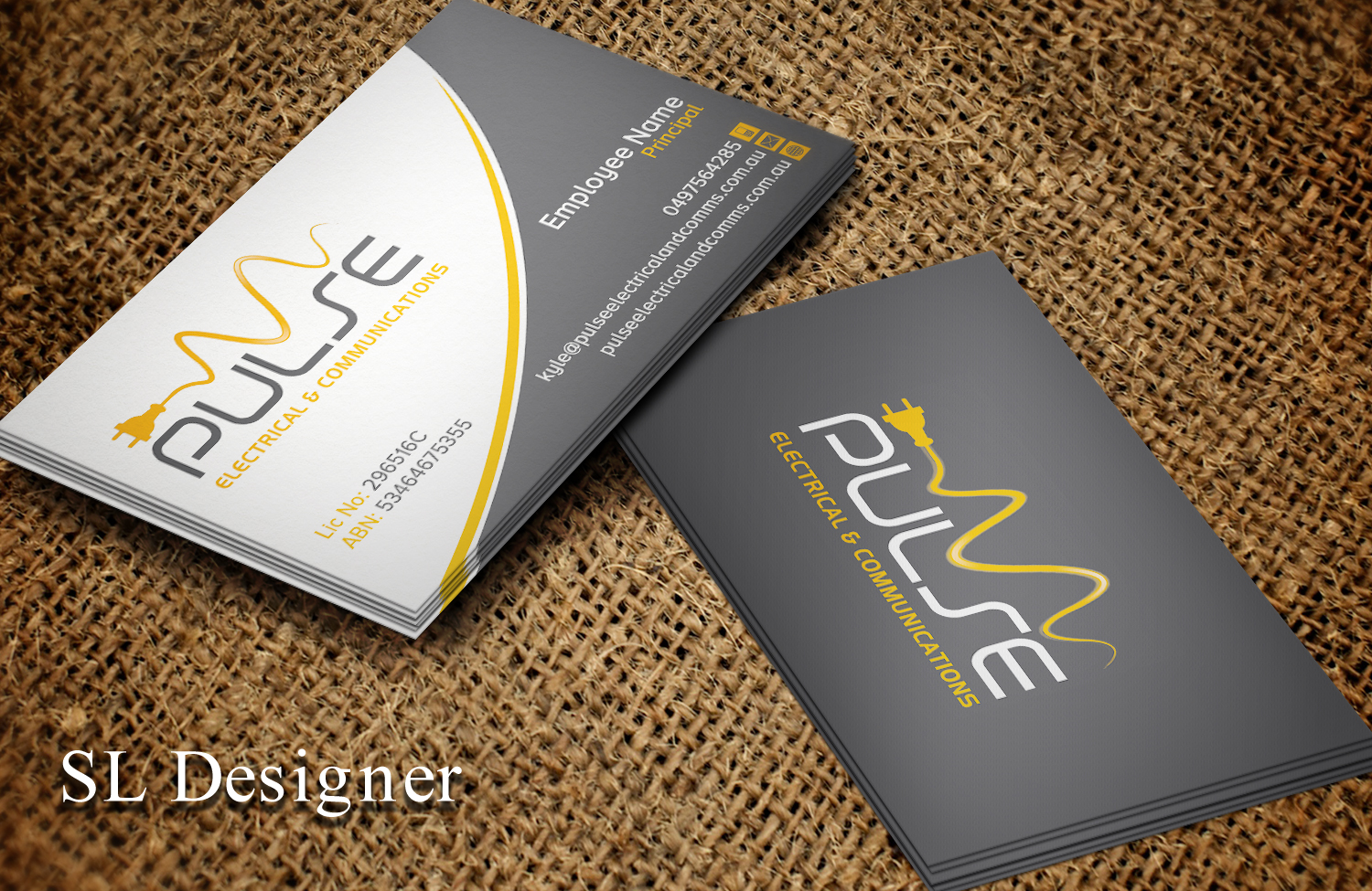 Business Card Design by SL Designer for Pulse Electrical and Communications | Design #11242662