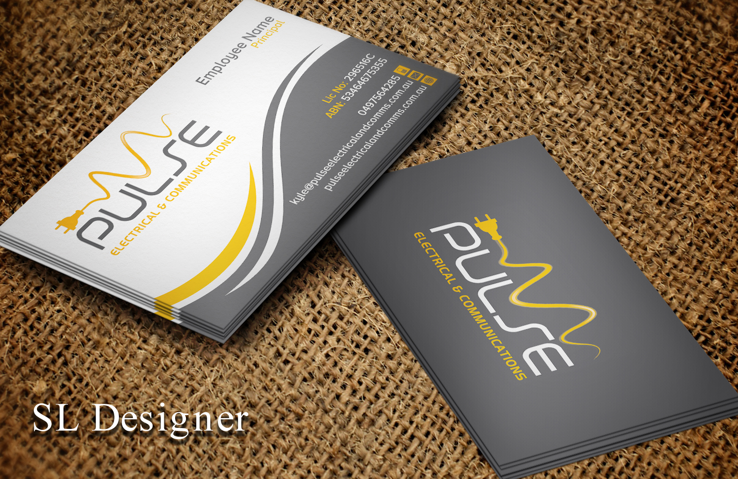 Business Card Design by SL Designer for Pulse Electrical and Communications | Design #11242668