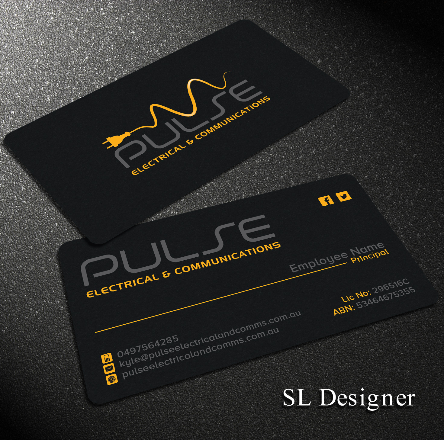Business Card Design by SL Designer for Pulse Electrical and Communications | Design #11242688