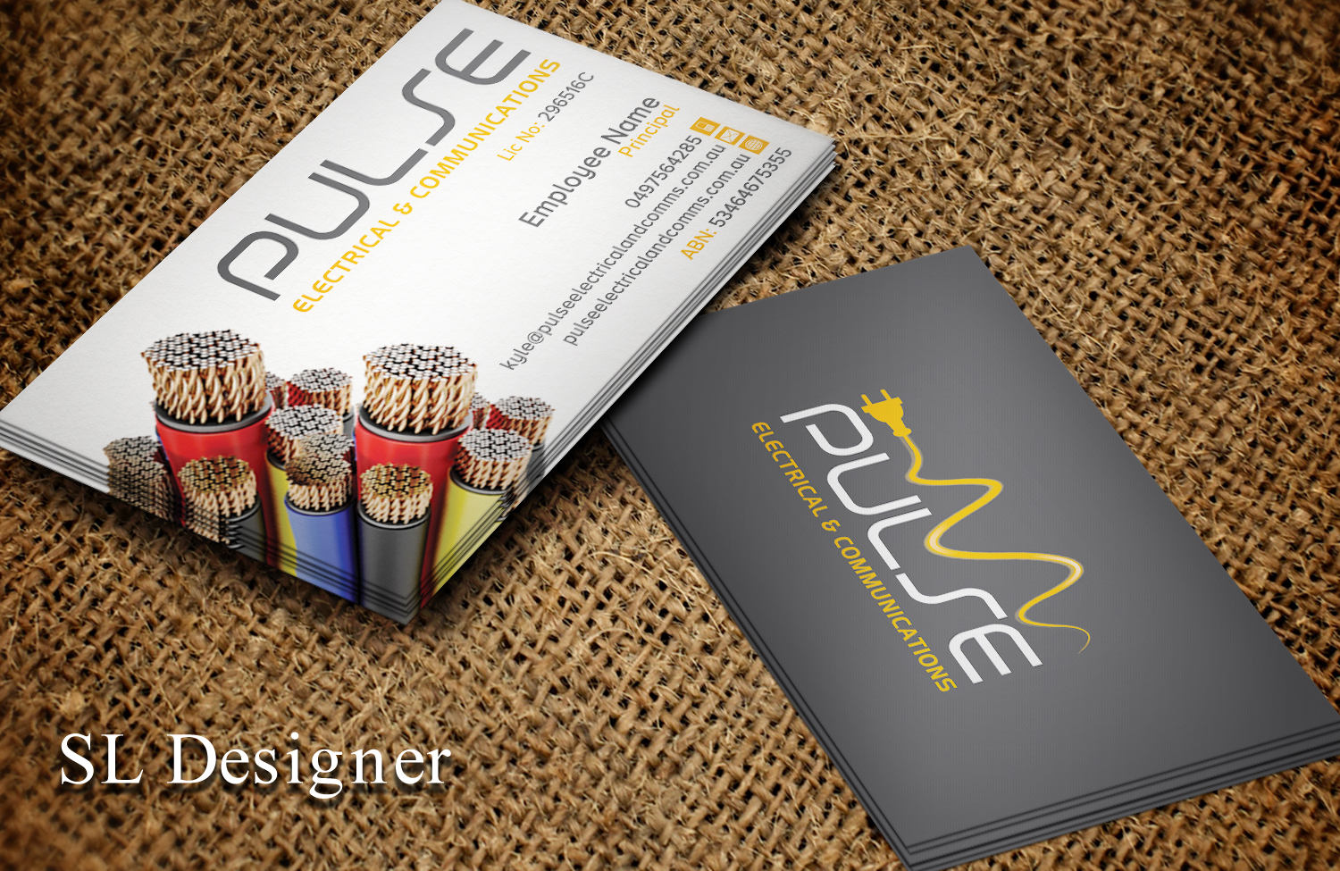 Business Card Design by SL Designer for Pulse Electrical and Communications | Design #11242810