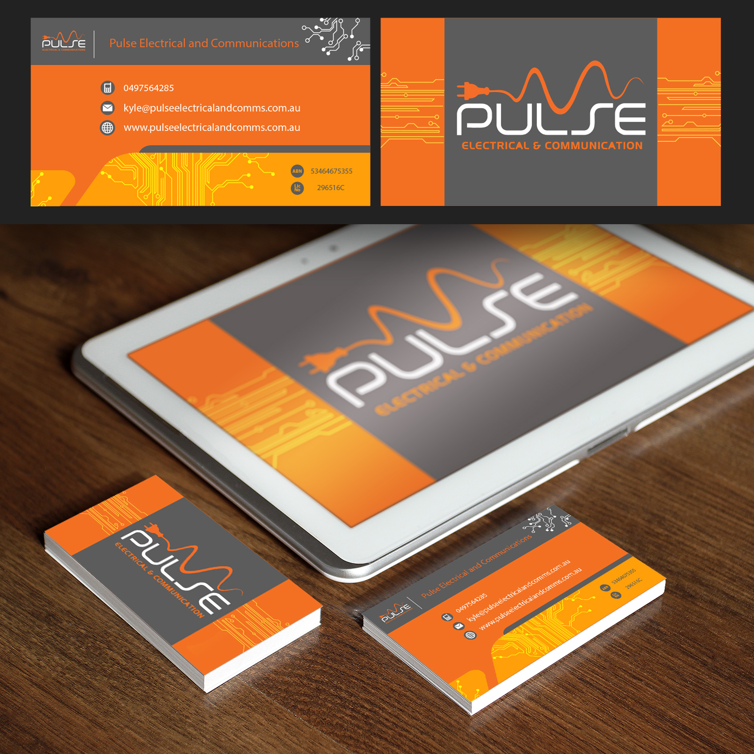 Business Card Design by Masha for Pulse Electrical and Communications | Design #11245889