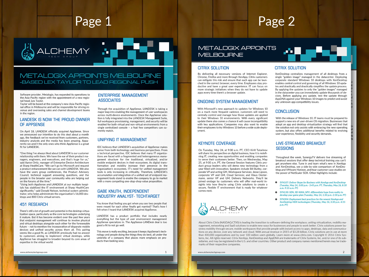 Brochure Design by innovative earth for Alchemy Technology Group | Design #11287983