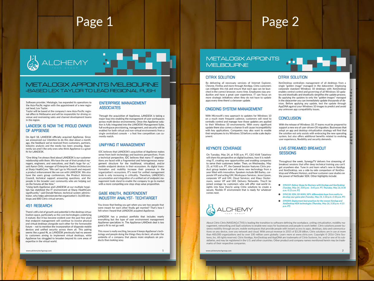 Brochure Design by innovative earth for Alchemy Technology Group | Design #11287984