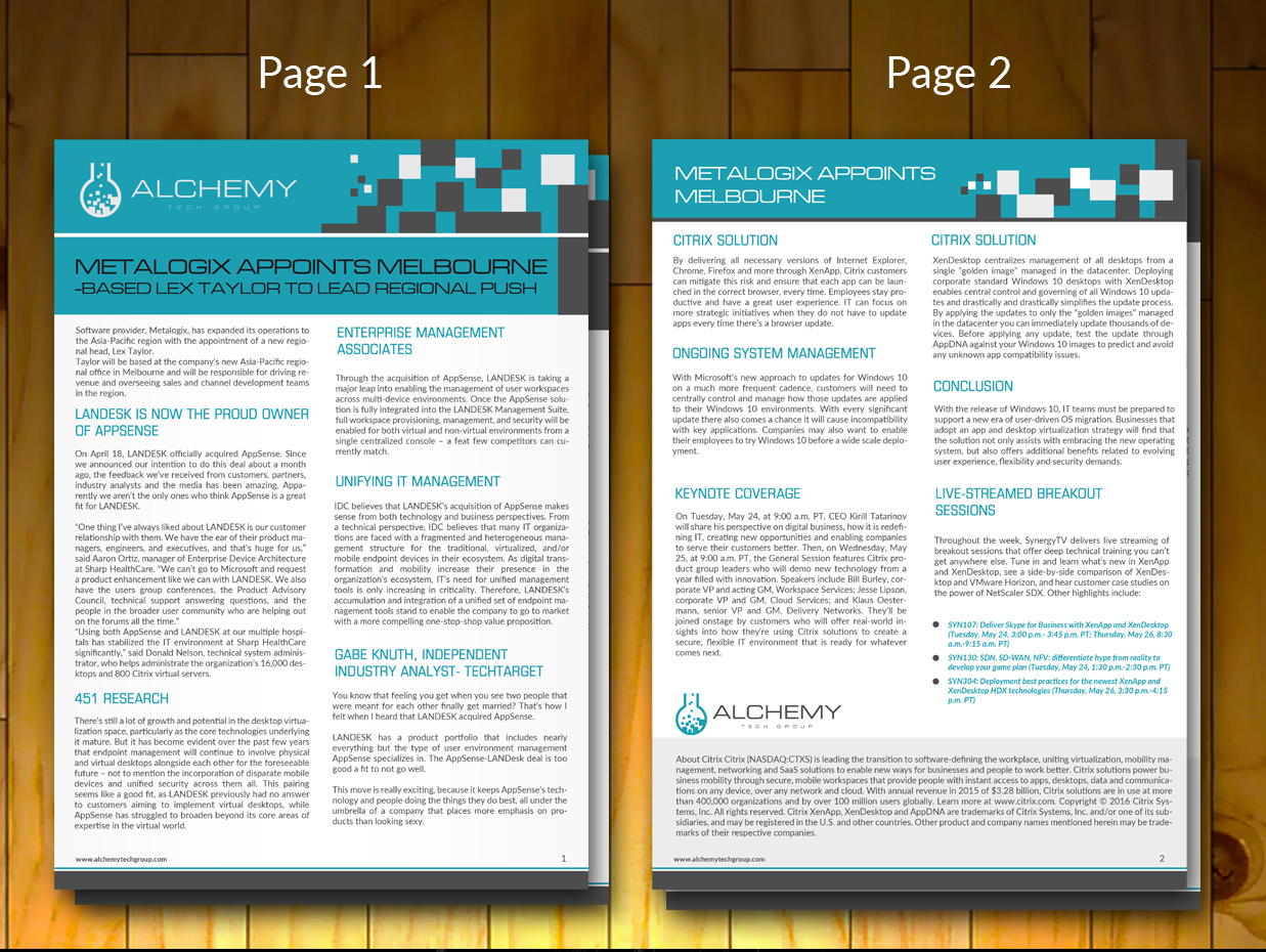 Brochure Design by innovative earth for Alchemy Technology Group | Design #11314687