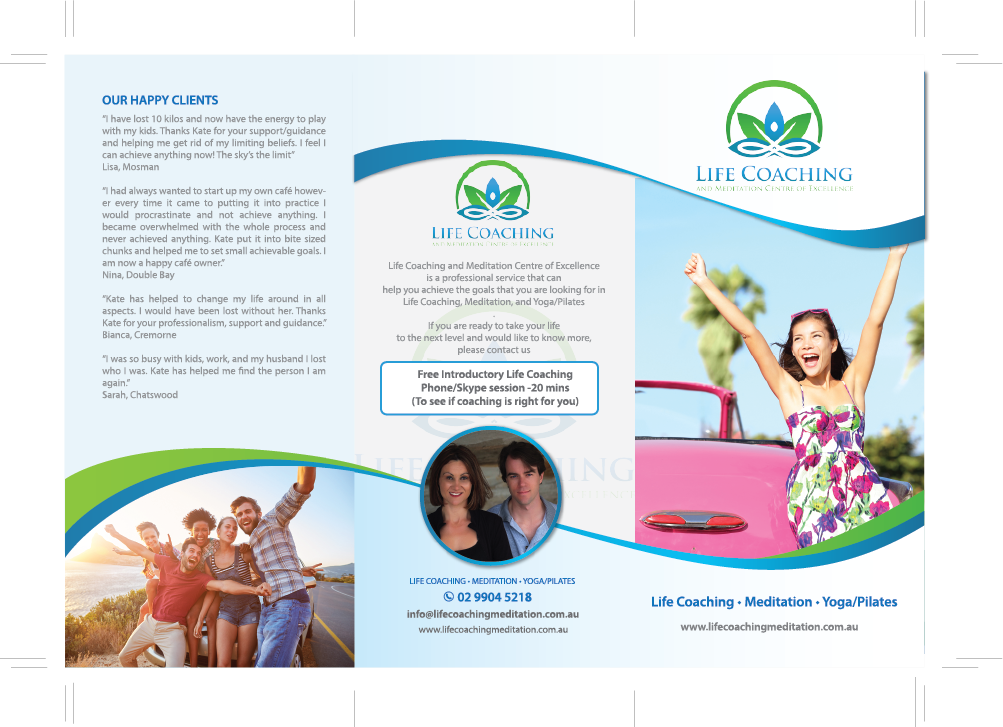 Diseño de Flyer por alex989 para Life coaching and meditation centre of excellence | Diseño #11350612