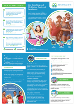 Diseño de Flyer por Claireative para Life coaching and meditation centre of excellence | Diseño: #11271932