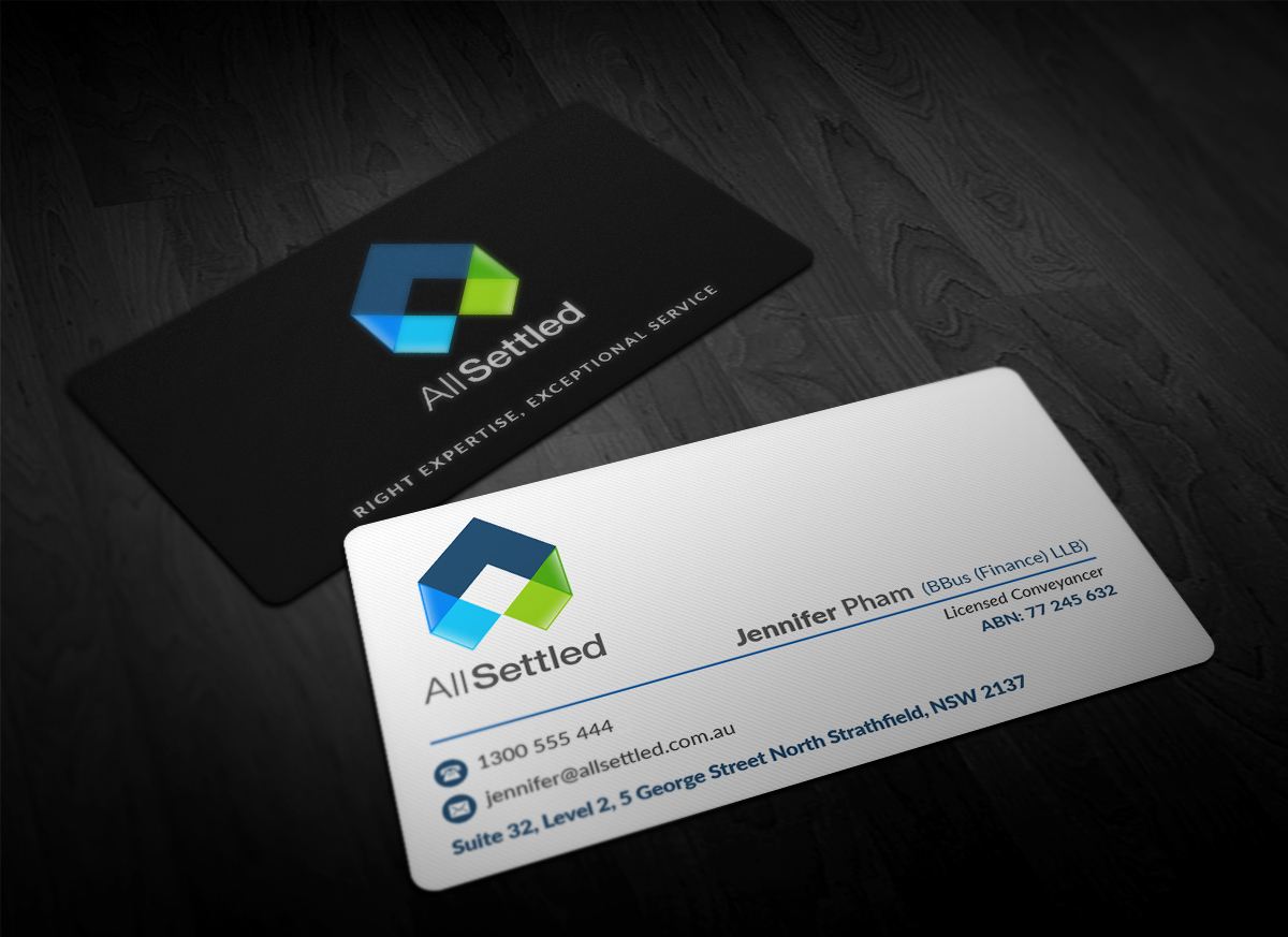 Visitenkarten-Design von Pointless Pixels India für All Settled | Design #11364365