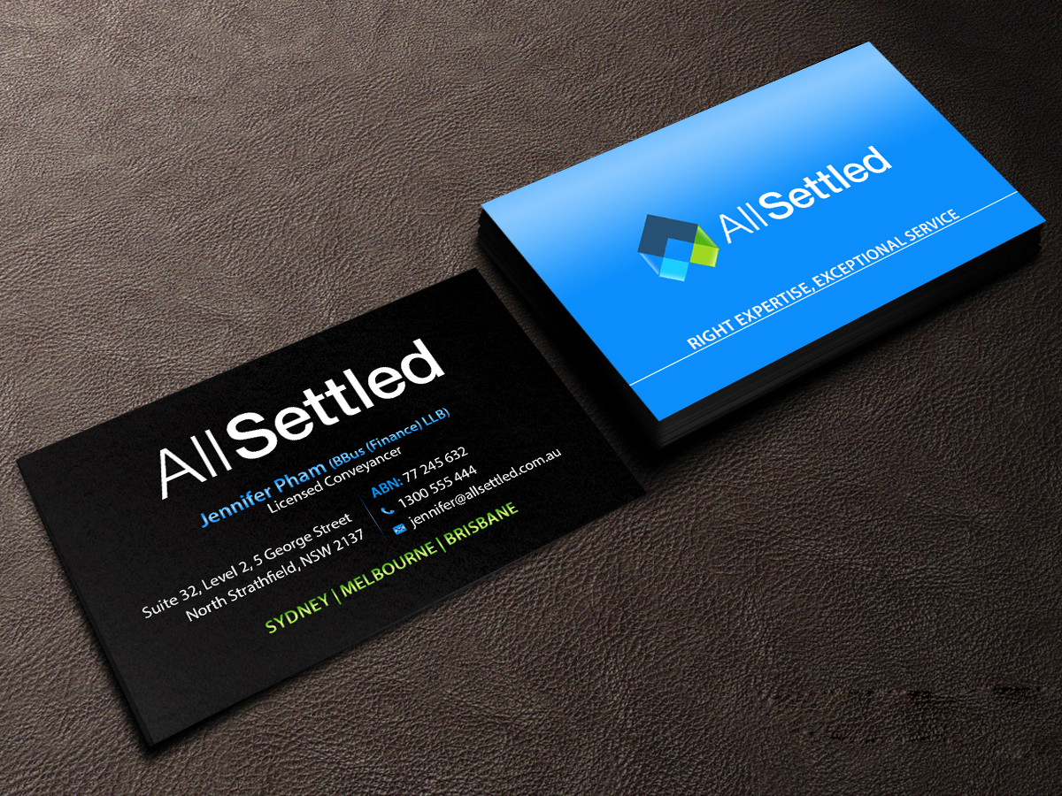 Business Card Design by Creations Box 2015 for All Settled | Design #11292492