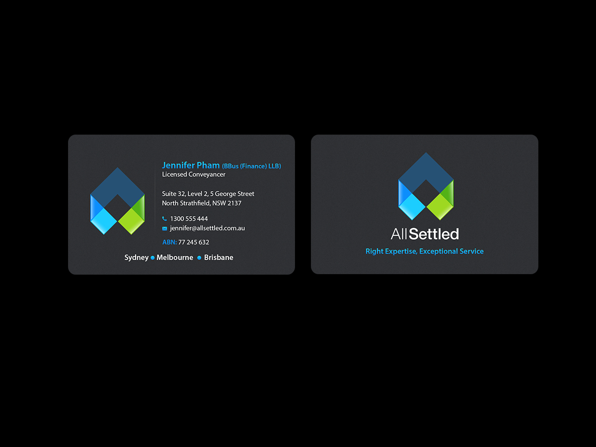 Business Card Design by Creations Box 2015 for All Settled | Design #11292503