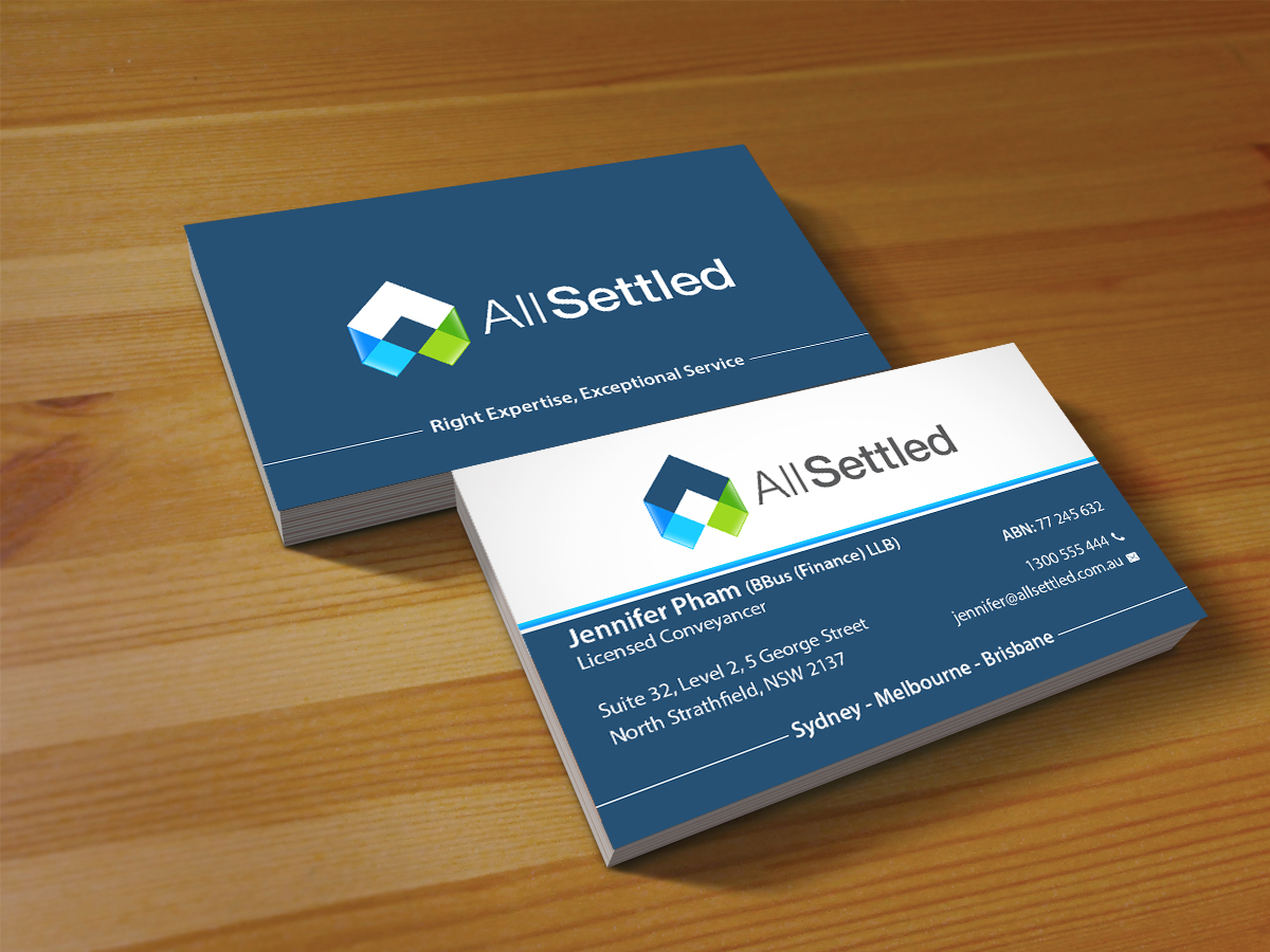 Business Card Design by Creations Box 2015 for All Settled | Design #11292505