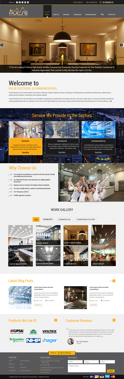 Diseño Wordpress por harmi_199 para Pulse Electrical and Communications | Diseño #11346720