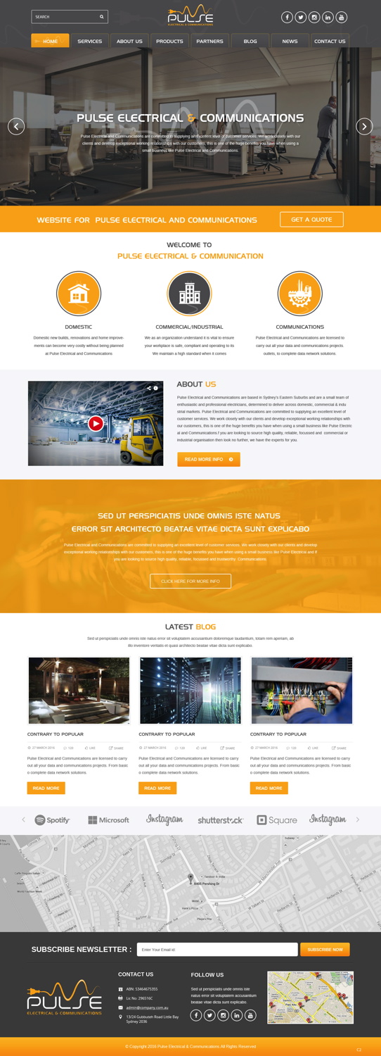 Wordpress Design by pb for Pulse Electrical and Communications | Design #11305270