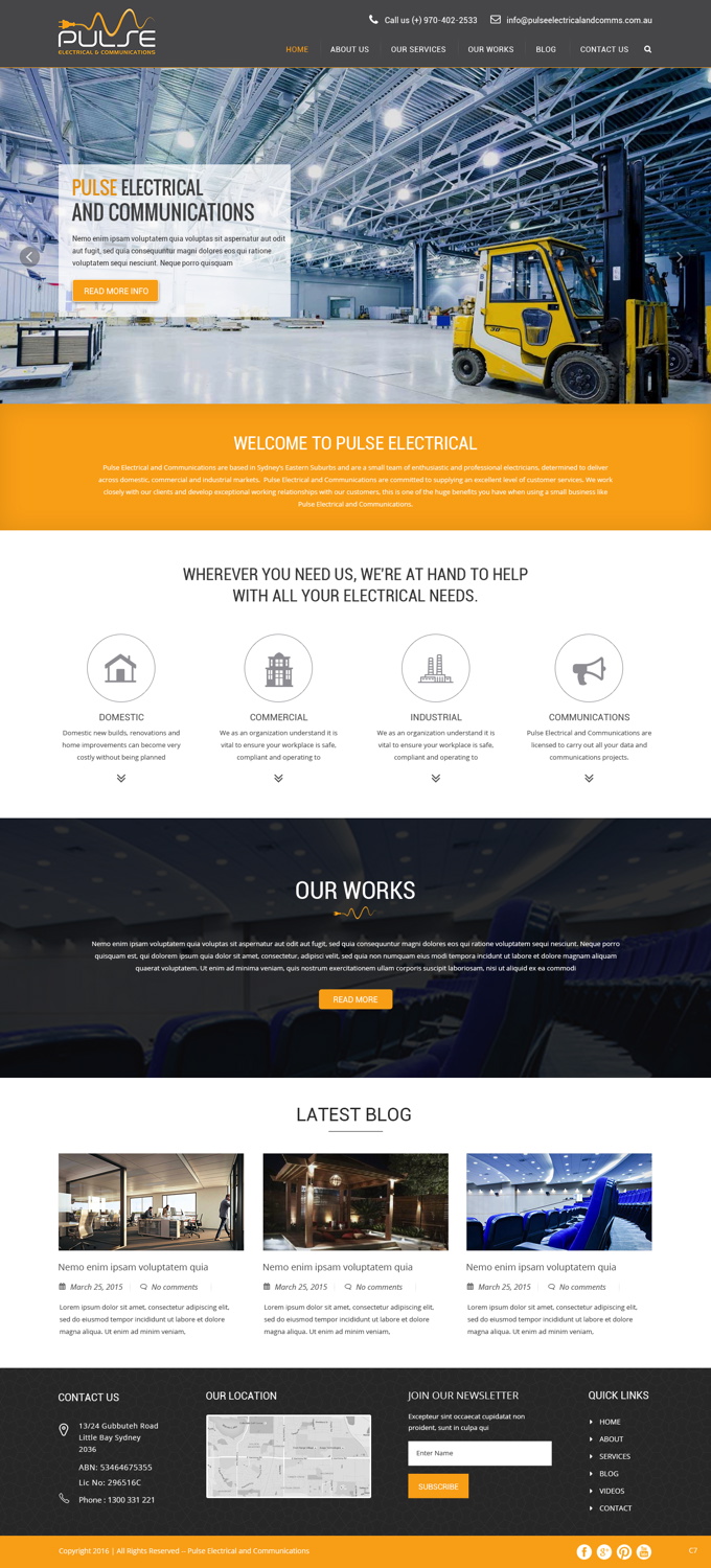 Diseño Wordpress por pb para Pulse Electrical and Communications | Diseño #11305273