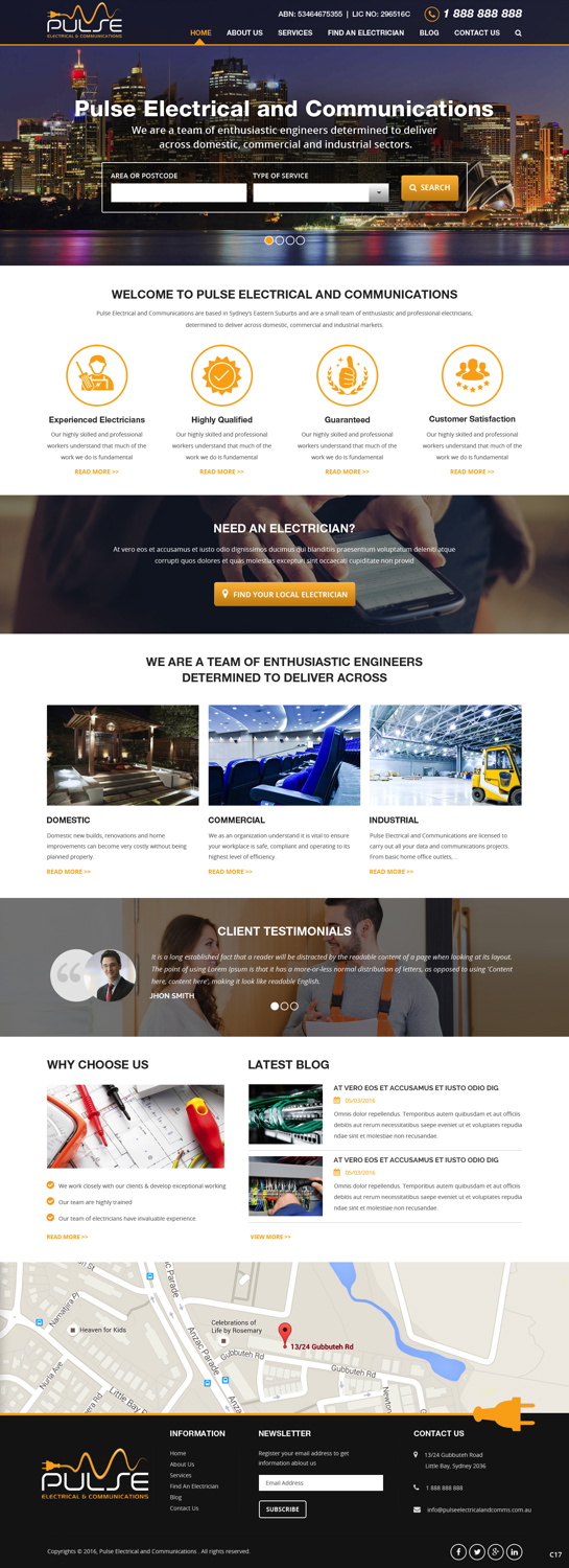 Wordpress Design by pb for Pulse Electrical and Communications | Design #11305278