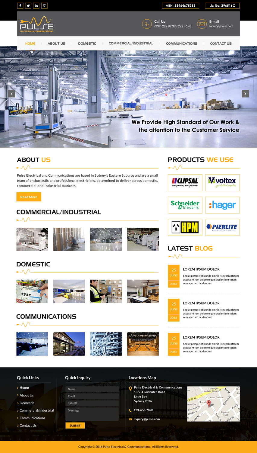 Wordpress Design by Sbss for Pulse Electrical and Communications | Design #11315700