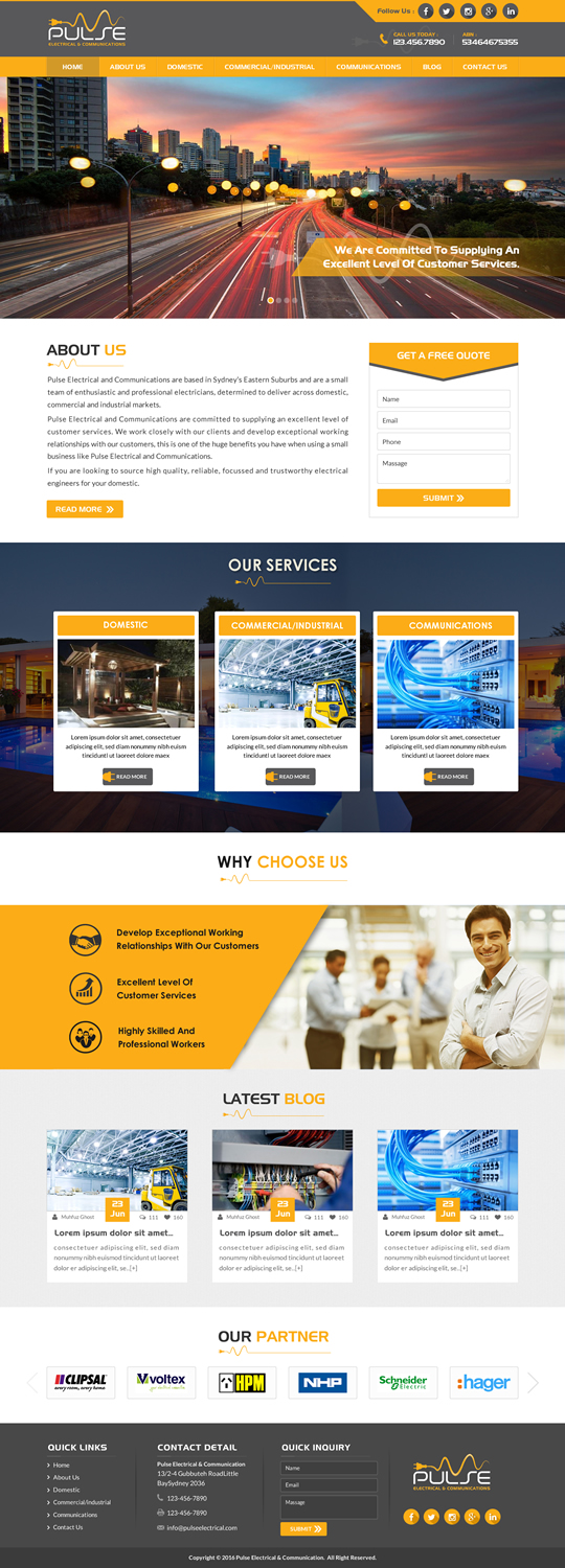 Wordpress Design by Sbss for Pulse Electrical and Communications | Design #11352567