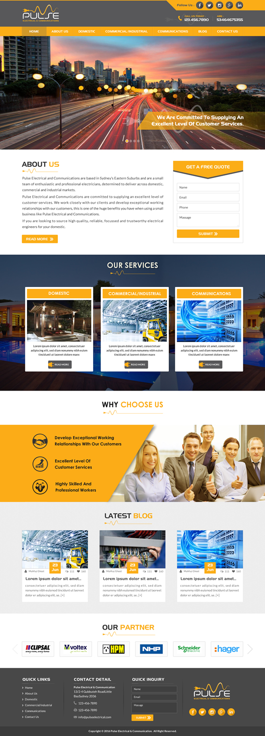 Diseño Wordpress por Sbss para Pulse Electrical and Communications | Diseño #11352570