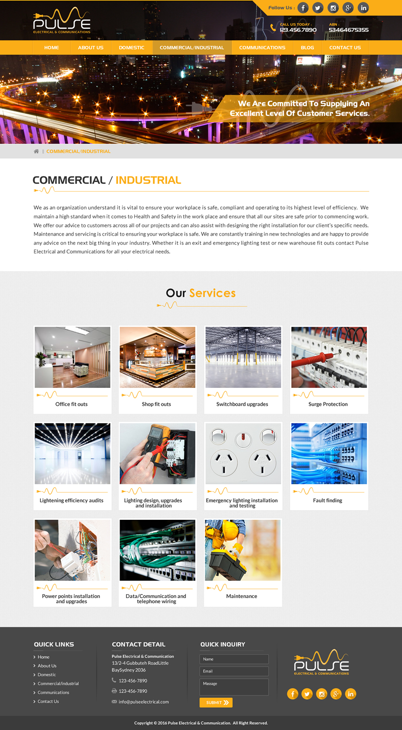 Diseño Wordpress por Sbss para Pulse Electrical and Communications | Diseño #11408384