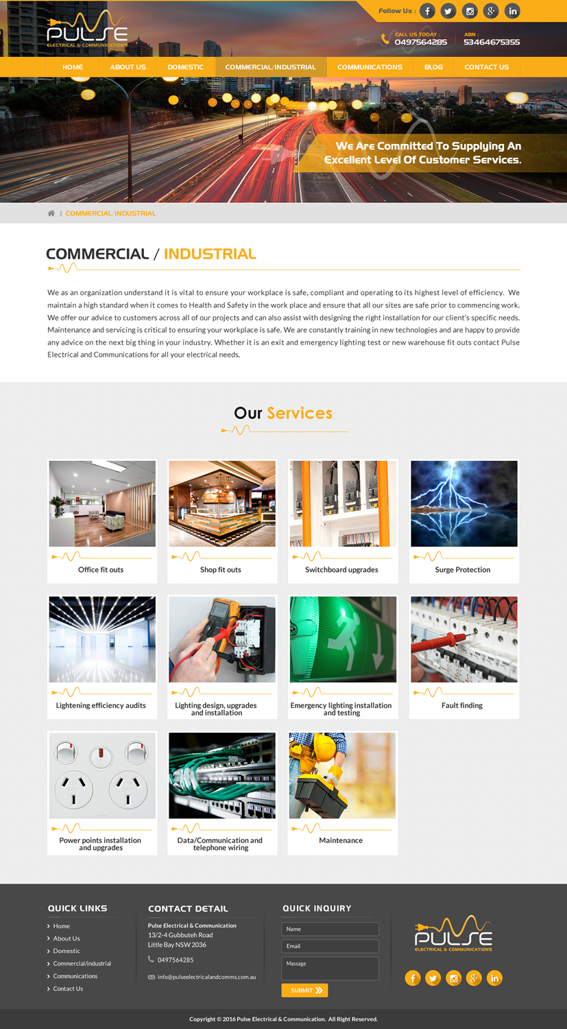 Diseño Wordpress por Sbss para Pulse Electrical and Communications | Diseño #11412952