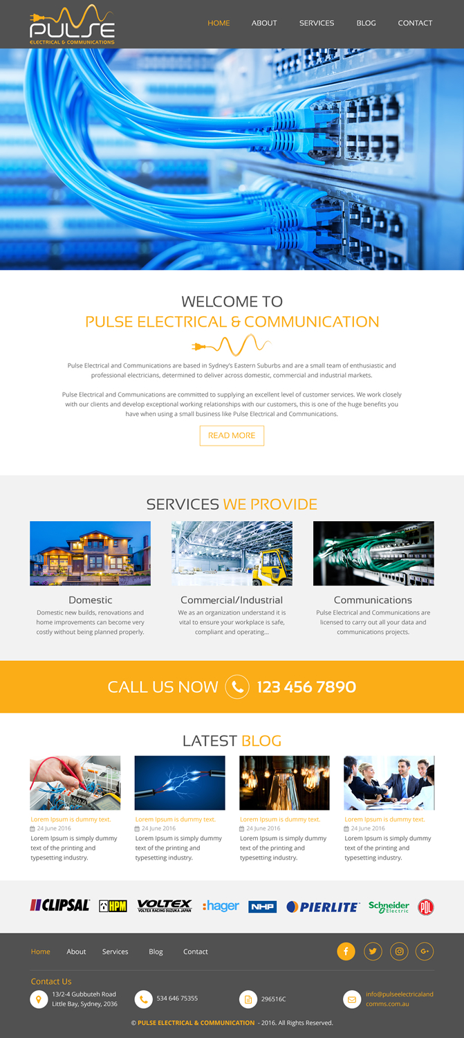 Wordpress Design by rightway for Pulse Electrical and Communications | Design #11309303