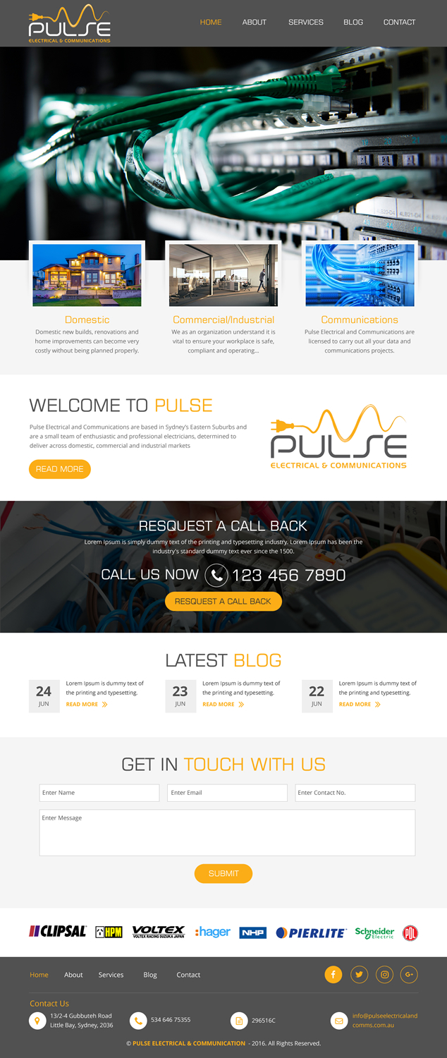 Wordpress Design by rightway for Pulse Electrical and Communications | Design #11309324