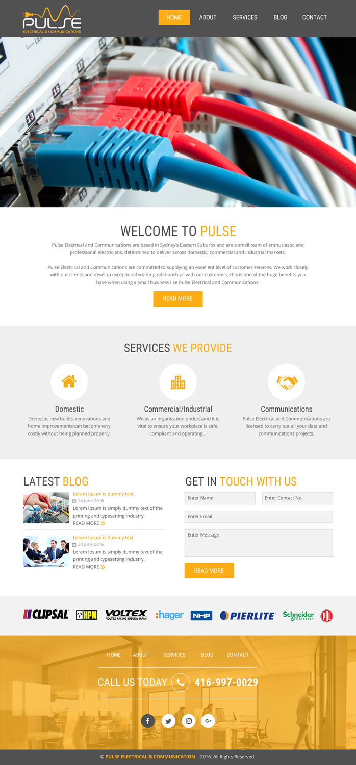 Wordpress Design by rightway for Pulse Electrical and Communications | Design #11309345