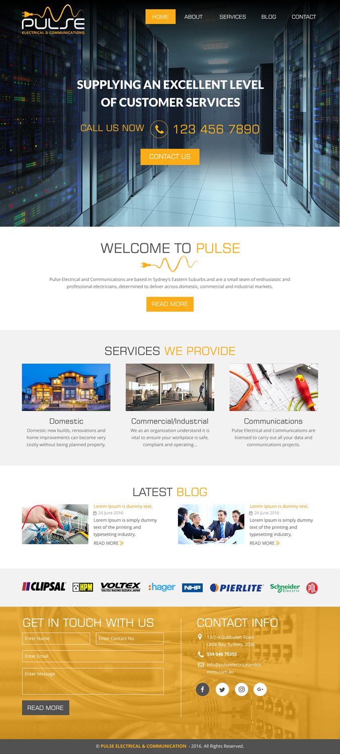 Wordpress Design by rightway for Pulse Electrical and Communications | Design #11309349
