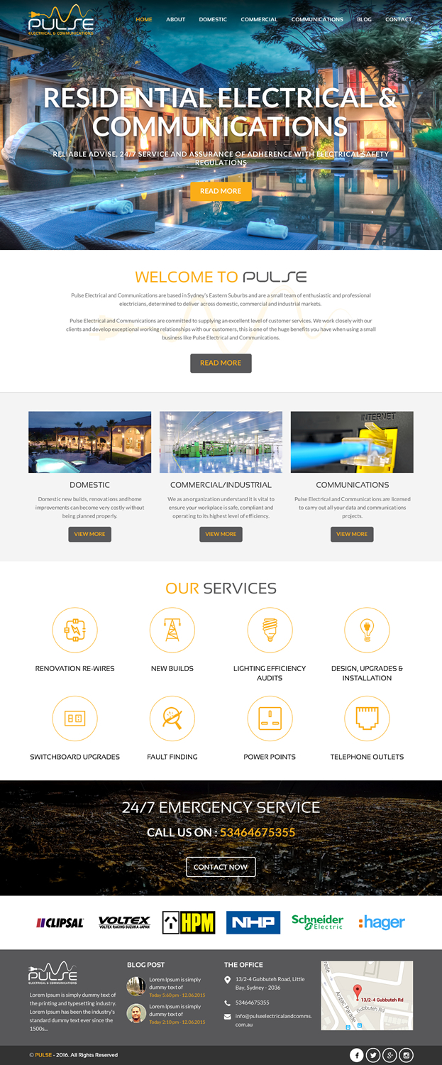 Diseño Wordpress por rightway para Pulse Electrical and Communications | Diseño #11309358