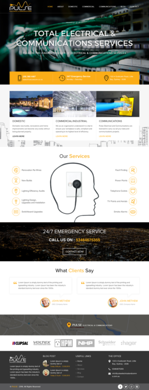 Wordpress Design by rightway for Pulse Electrical and Communications | Design: #11309377