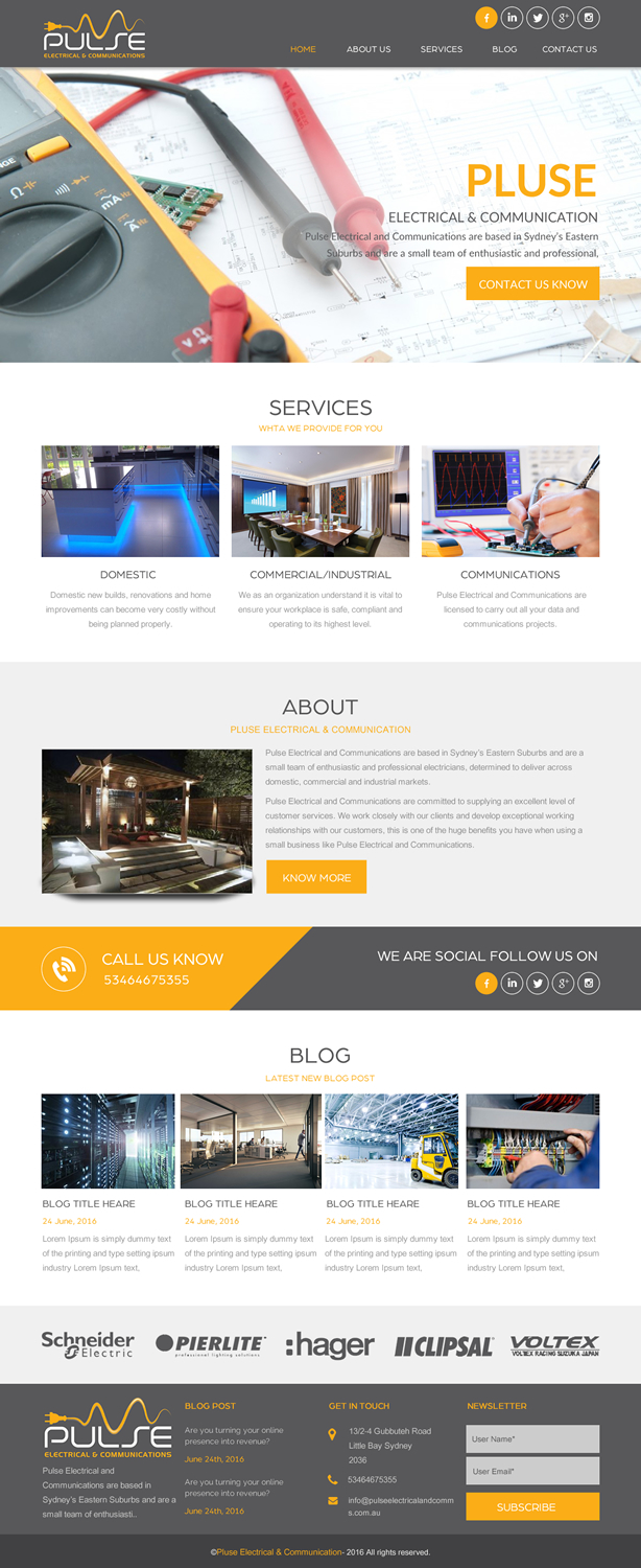 Wordpress Design by rightway for Pulse Electrical and Communications | Design #11309383
