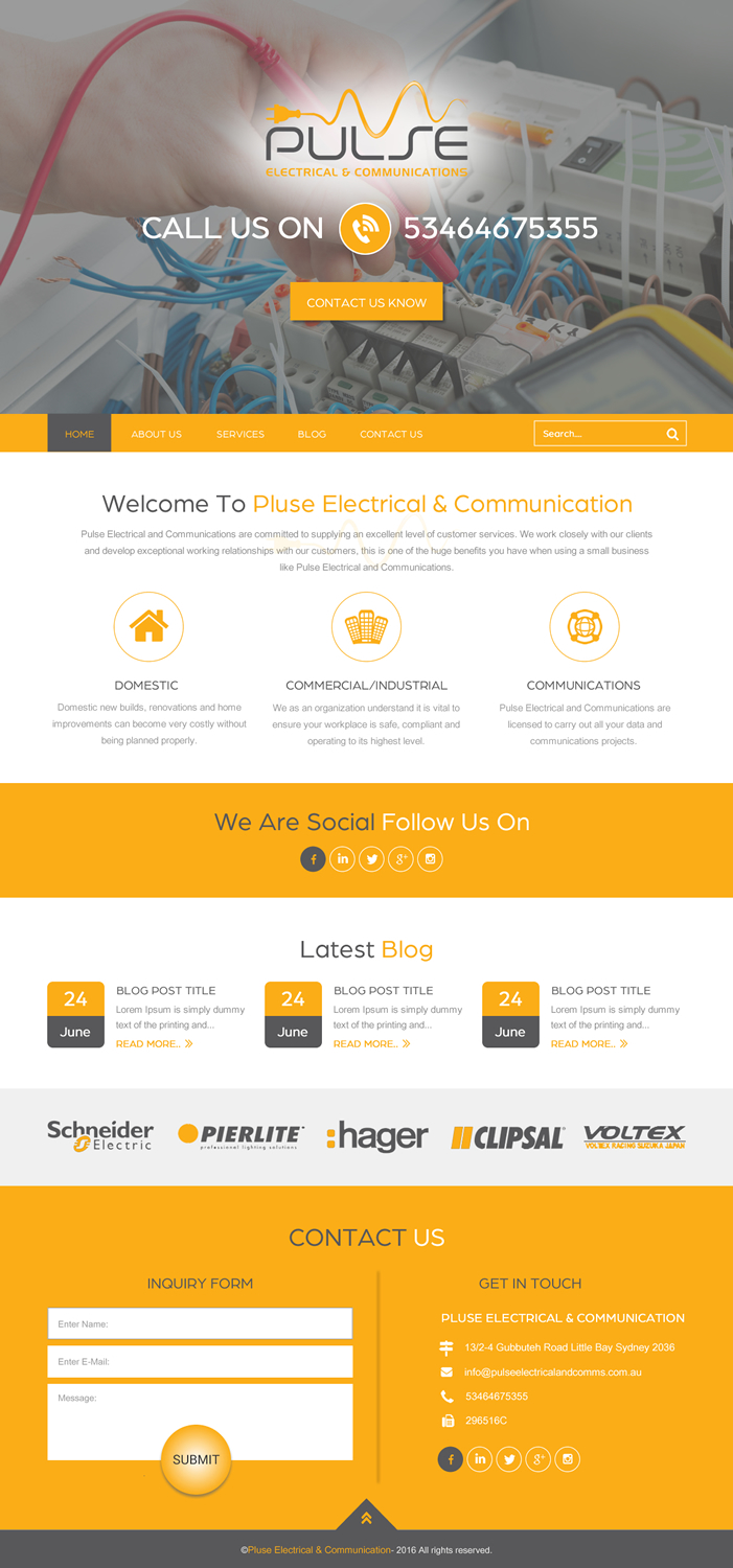 Diseño Wordpress por rightway para Pulse Electrical and Communications | Diseño #11309407