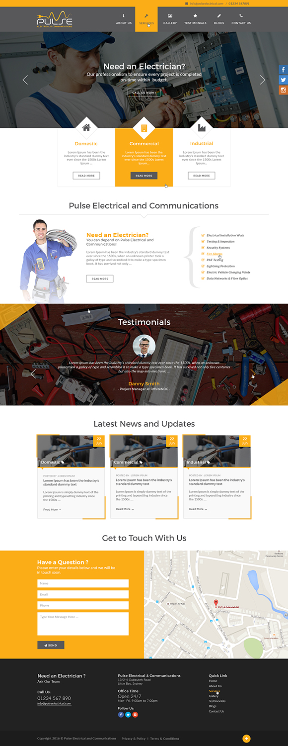 Wordpress Design by Ved Web Services for Pulse Electrical and Communications | Design #11306135