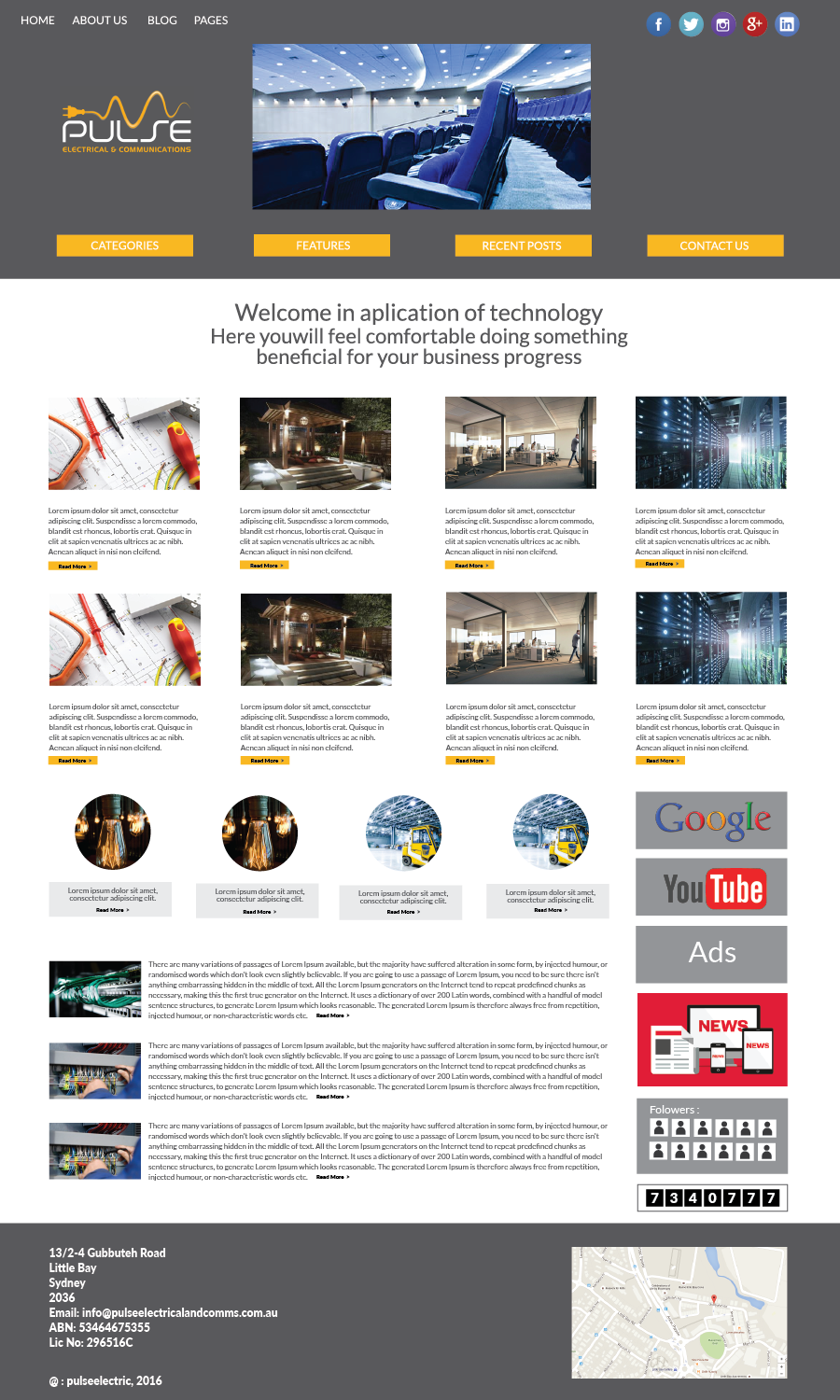 Diseño Wordpress por asep.pk para Pulse Electrical and Communications | Diseño #11338071