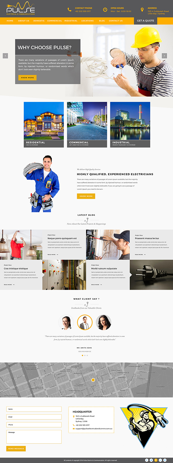Wordpress Design by creativeweb for Pulse Electrical and Communications | Design #11282337