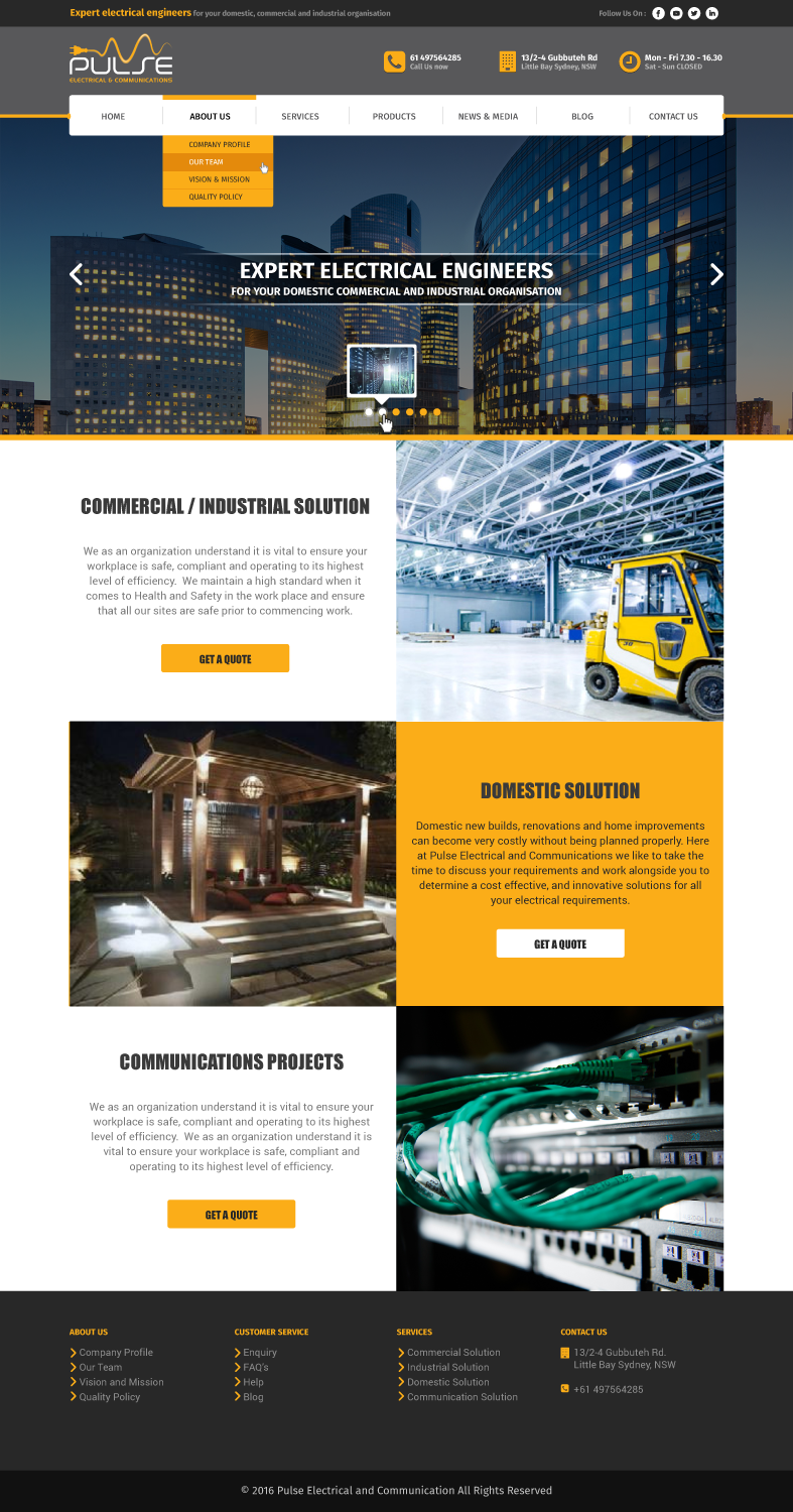 WordPress-Design von keshao für Pulse Electrical and Communications | Design #11314811