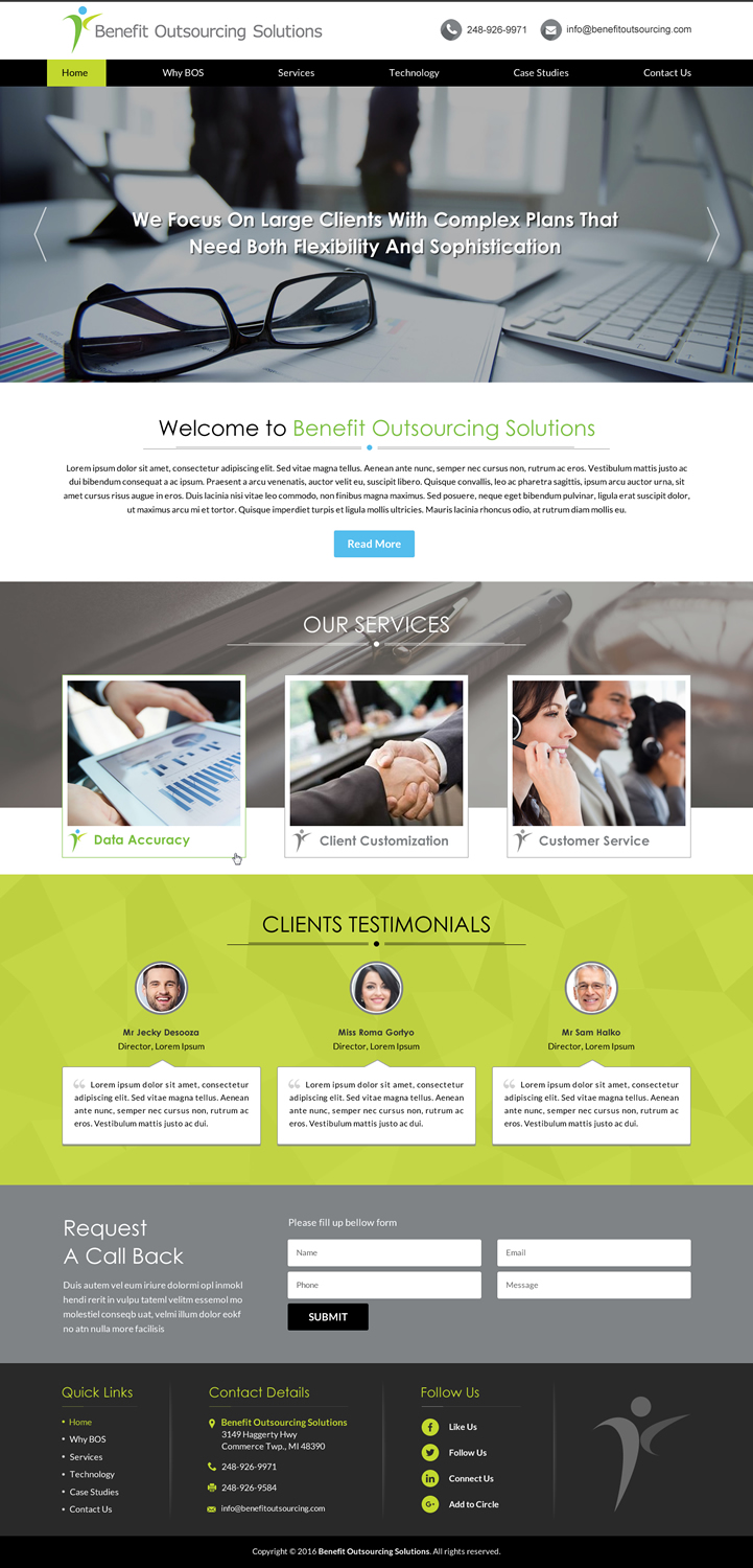 Web Design by Sbss for Benefit Outsourcing Solutions Inc | Design #11335214