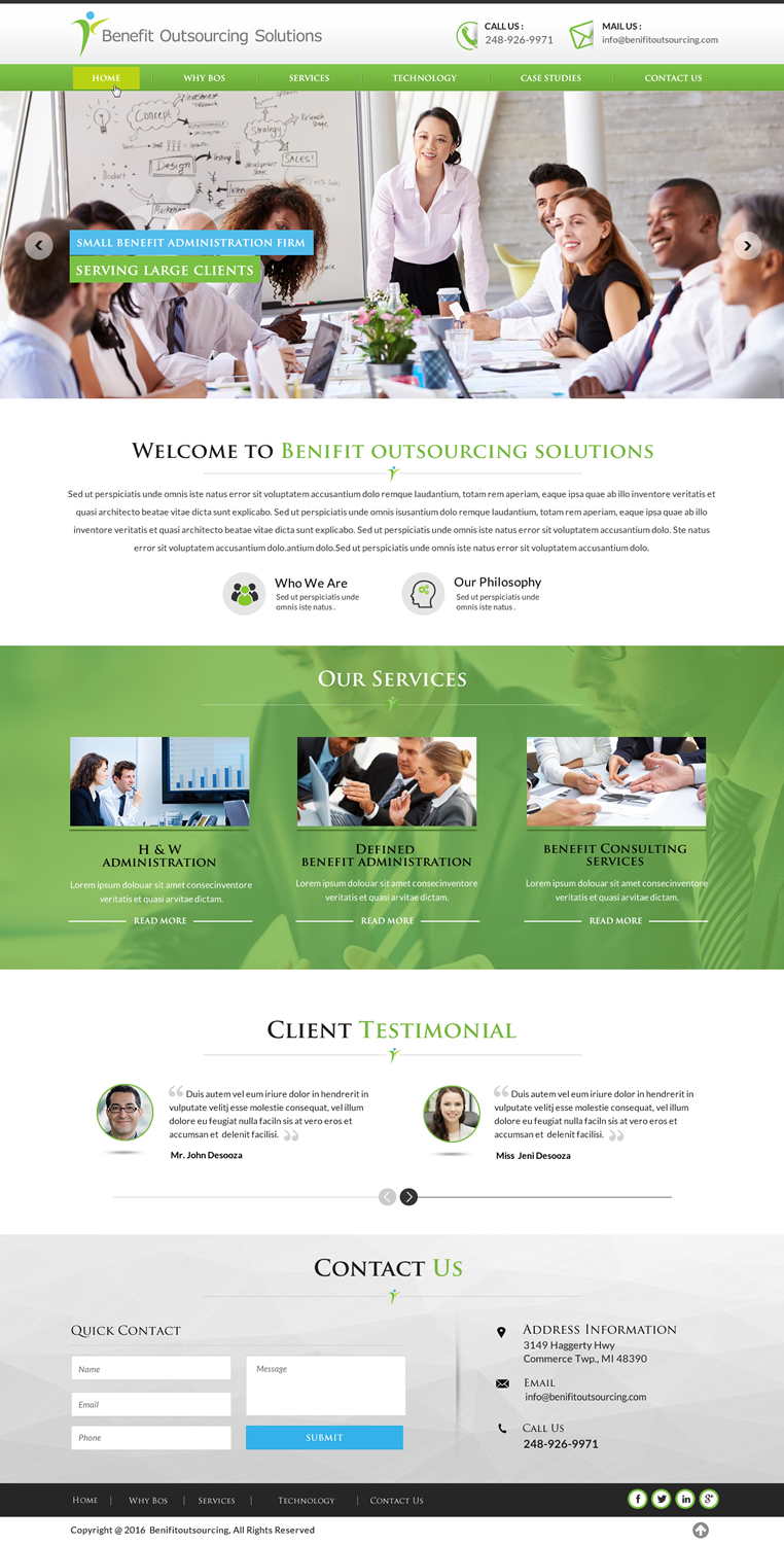 Web Design by Sbss for Benefit Outsourcing Solutions Inc | Design #11345285
