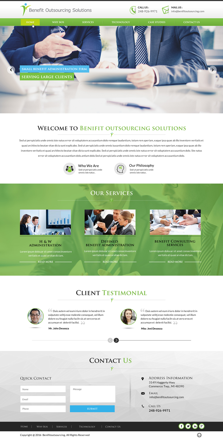 Web Design by Sbss for Benefit Outsourcing Solutions Inc | Design #11345288