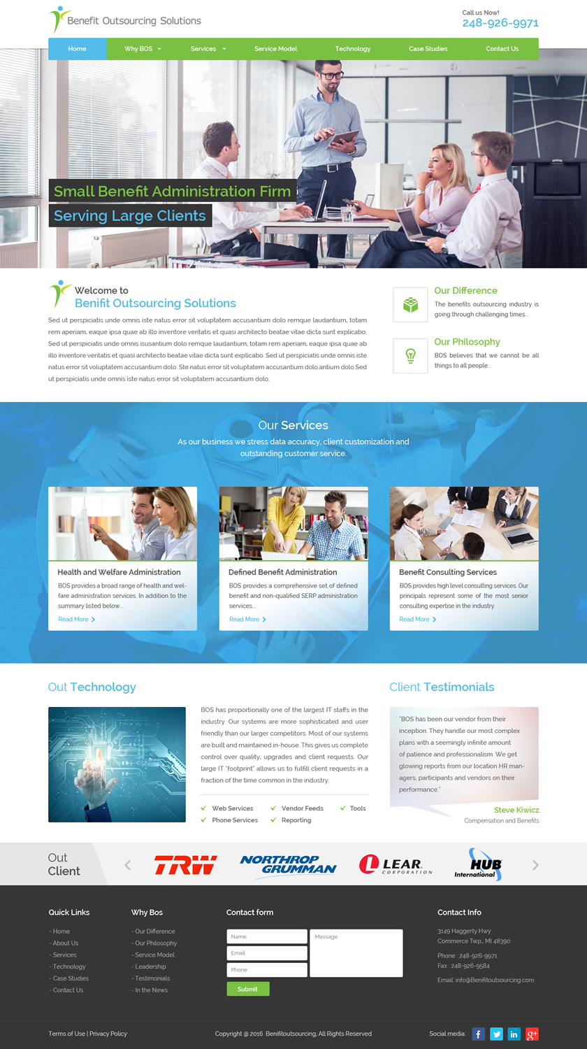Web Design by Sbss for Benefit Outsourcing Solutions Inc | Design #11345308