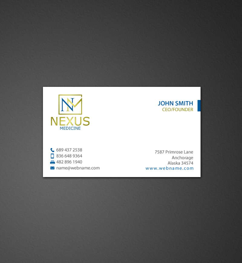 Business Card Design by chandrayaan.creative for Nexus Medicine | Design #11288795