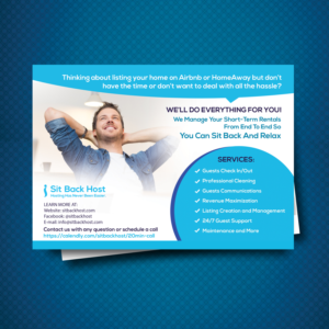 Diseño de Flyer por uk para Sit Back Host | Diseño: #11306600