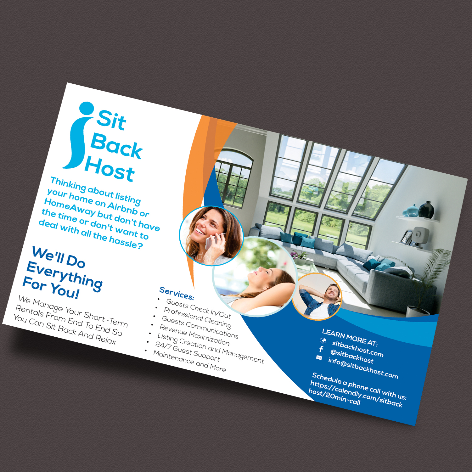 Diseño de Flyer por PixelDesign para Sit Back Host | Diseño #11335060