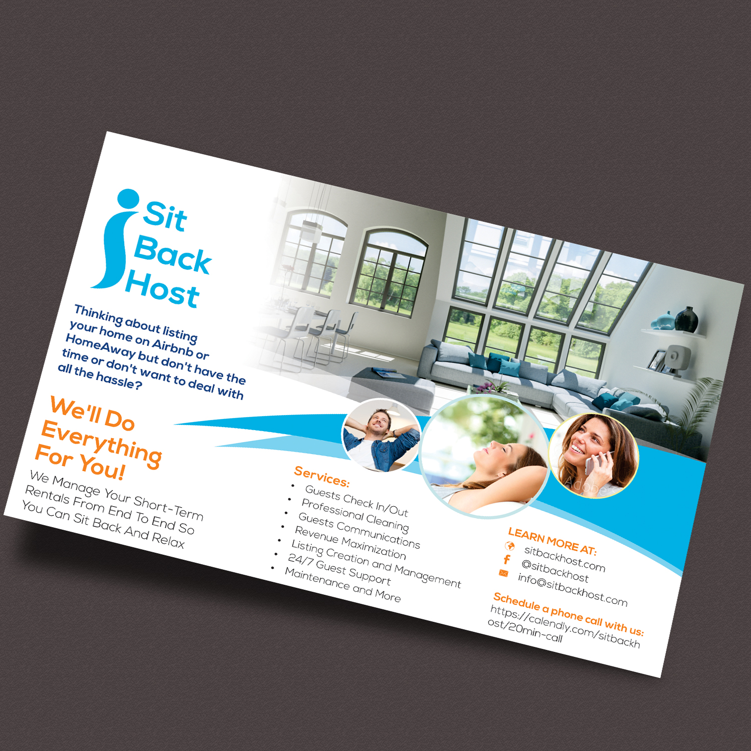 Diseño de Flyer por PixelDesign para Sit Back Host | Diseño #11335067