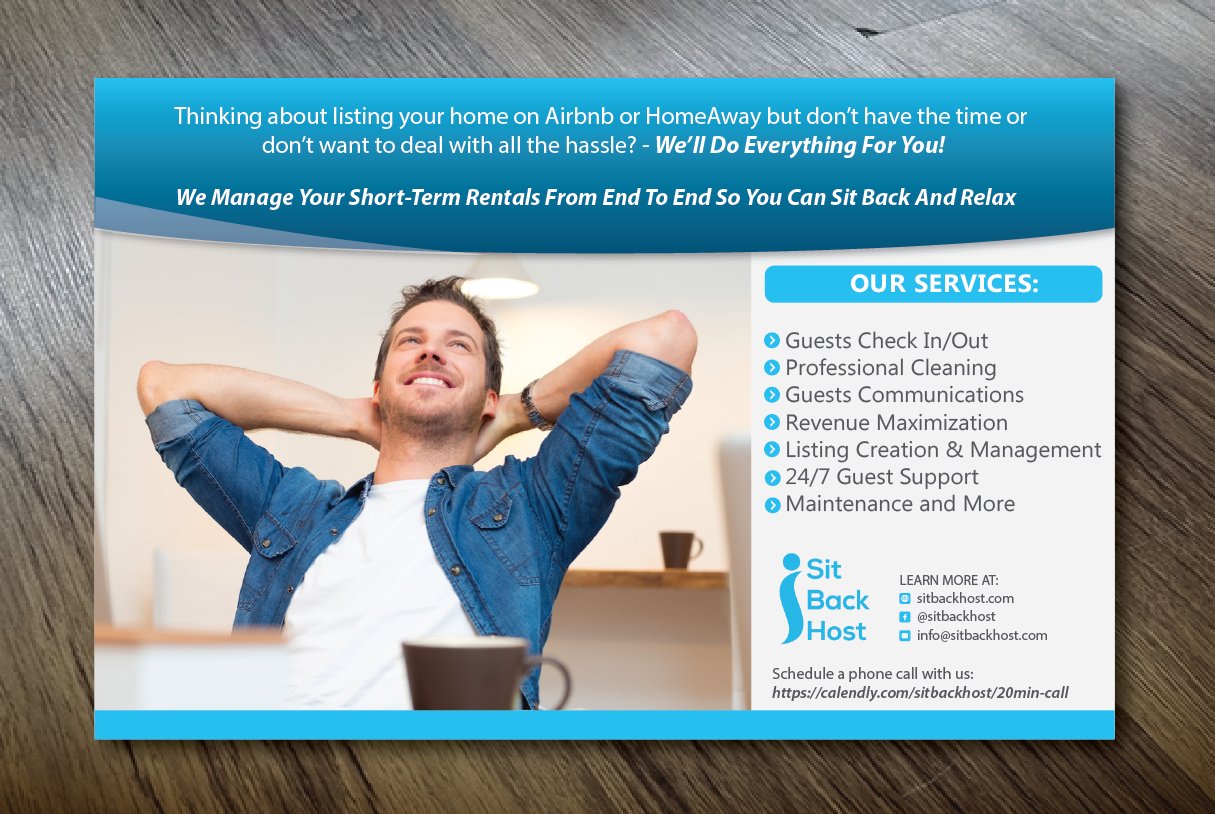 Flyer Design by alex989 for Sit Back Host | Design #11308183