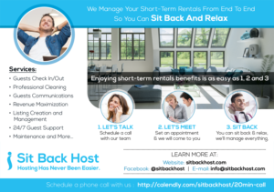 Flyer Design by Akshar Shailesh for Sit Back Host | Design: #11309081